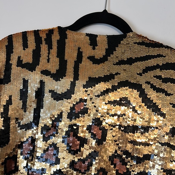 Vintage 1980’s Sequined Leopard Blazer French Collizioni Size L - Picture 10 of 12